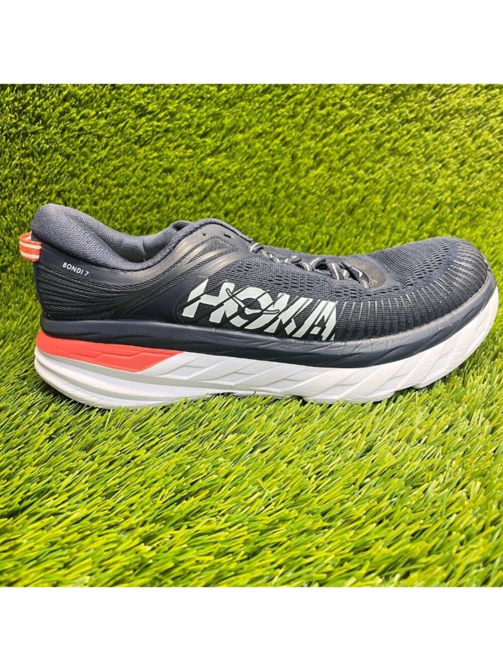 Hoka One One Bondi 7 Womens Size 9.5 Blue White Athletic Running Shoes Sneakers